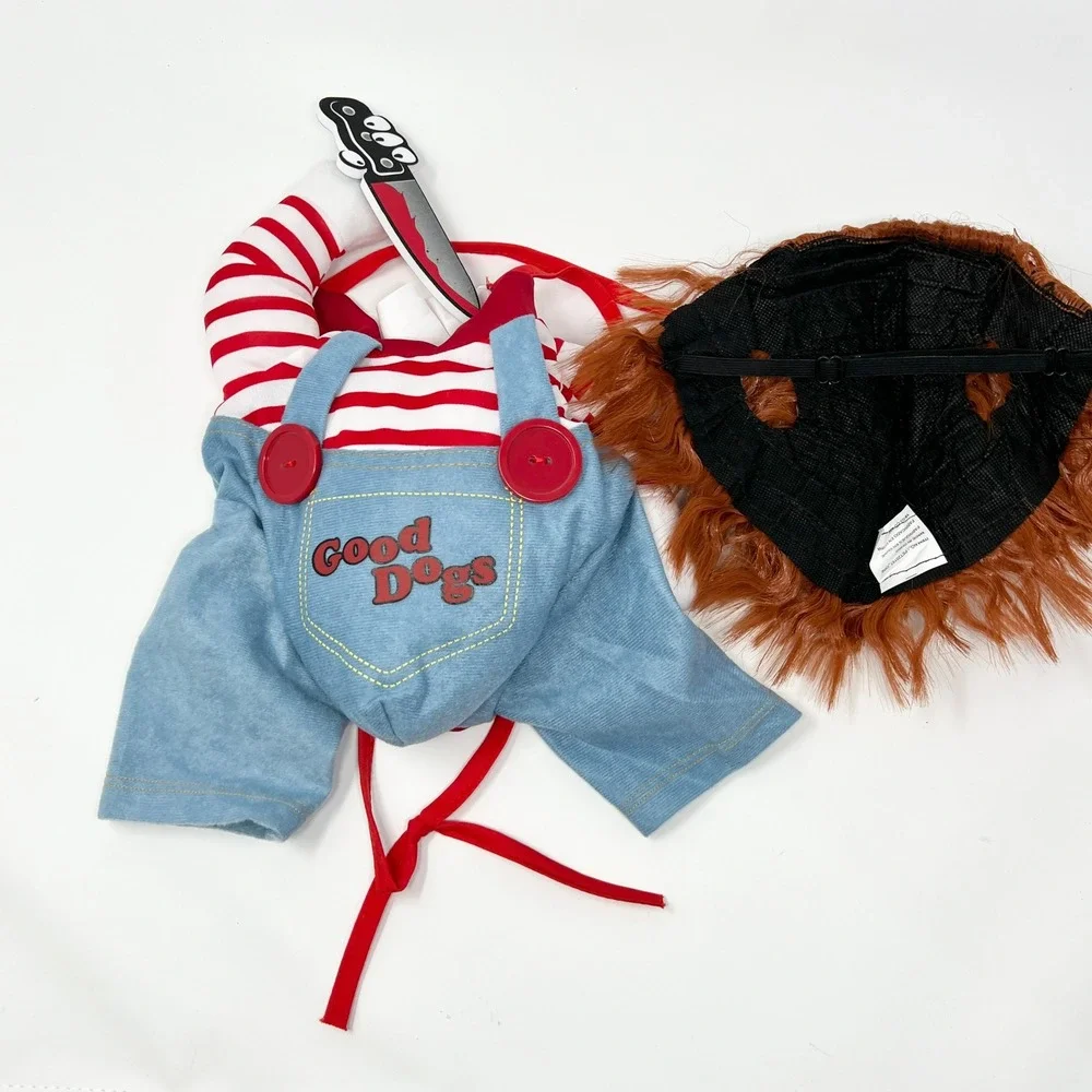 Dog Cat Pet Funny Costume Chucky Deadly Doll Cosplay Party Fancy Christmas Cloth